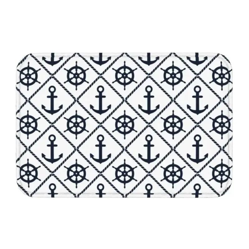 Námořní kompas Rohožka Kotva Kormidlo Tištěný Malý koberec Protiskluzový Vodu absorbující Rohožka do koupelny Kuchyně Domácí dekorace