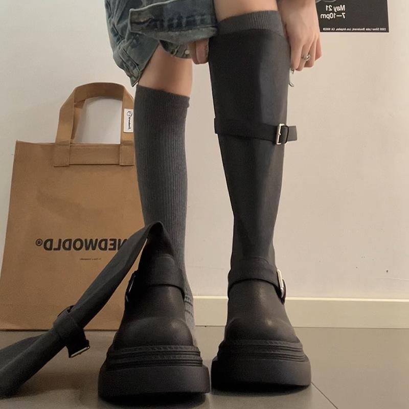 European and American Retro Versatile and Thin Boots for Women's 2025 Autumn and Winter New Models Show Long Legs, Fashionable Thick-soled Heighteni