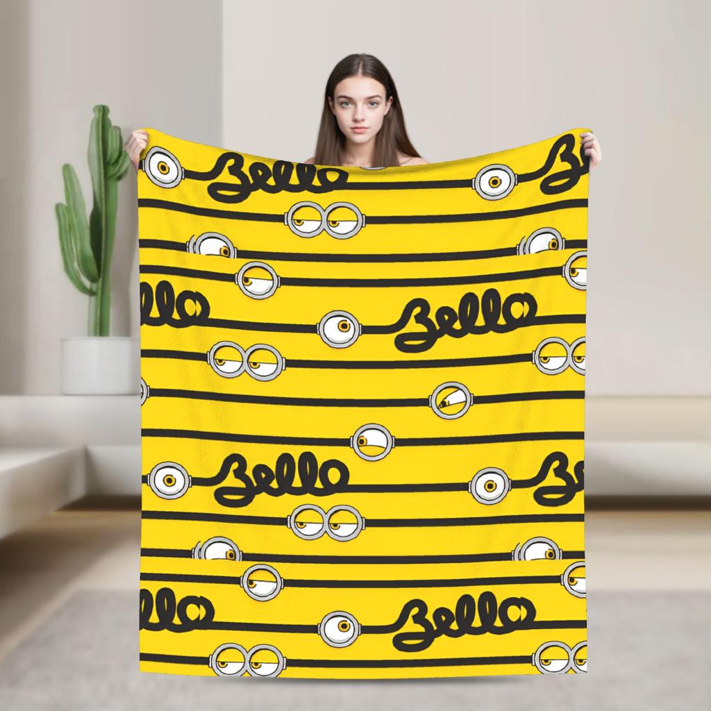 M-Minions Cartoon Christmas Flannel Blanket Warm Throw Blanket for Outdoor Travel Comfortable Bedspread Sofa Bed Cover