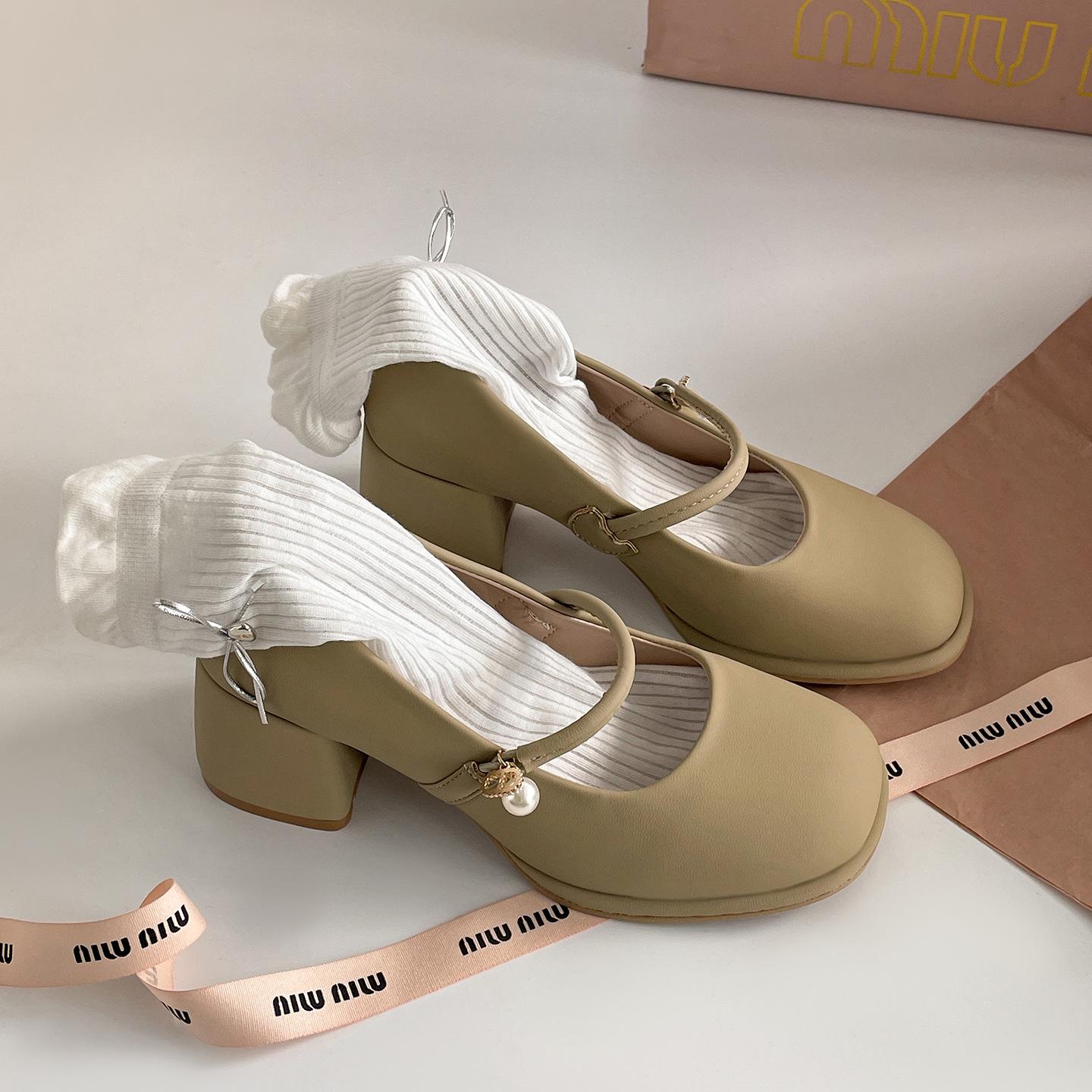 

Retro black French thick heel light mouth single shoes women s summer 2025 new high-end skirt soft-soled Mary Jane shoes 40 зелёный