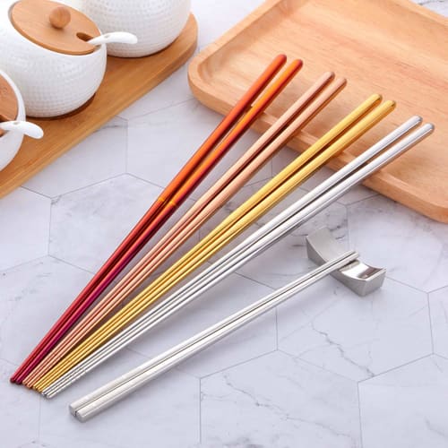Buyer Star Stainless Steel Chopsticks for Cooking and Frying, 36cm Long, Made of 18-8 Stainless Steel, Square Shape, Stable, Hygienic, Easy To Clean,