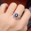 2 Carat Royal Blue Sapphire Ring 18k Gold Plated Blue Diamond Luxury Flower -Shaped Colored Gemstone Ring Ring 