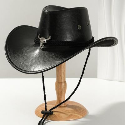 Vintage Faux Leder Western Cowboy Hut Für Männer Frauen Outdoor Gentleman Cowgirl Jazz Hüte Sombrero Hombre