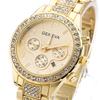 GENÈVE Genève Montre Diamant Trois Yeux Bracelet Acier Calendrier Montre Mode Féminine Loisir Montre Mécanique
