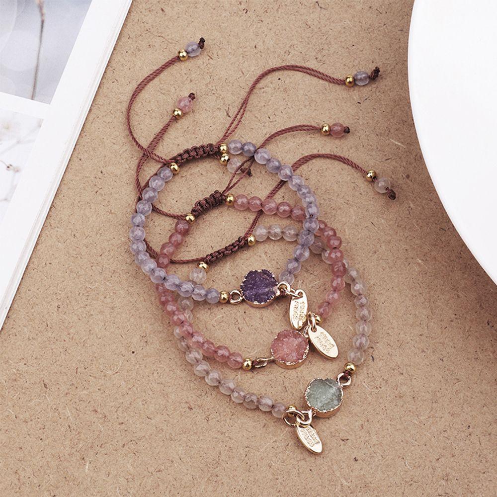 Simple Fashion With Stone Adjustable Weave Rope Bangle Jewelry Handmade Natural Stone Bracelet