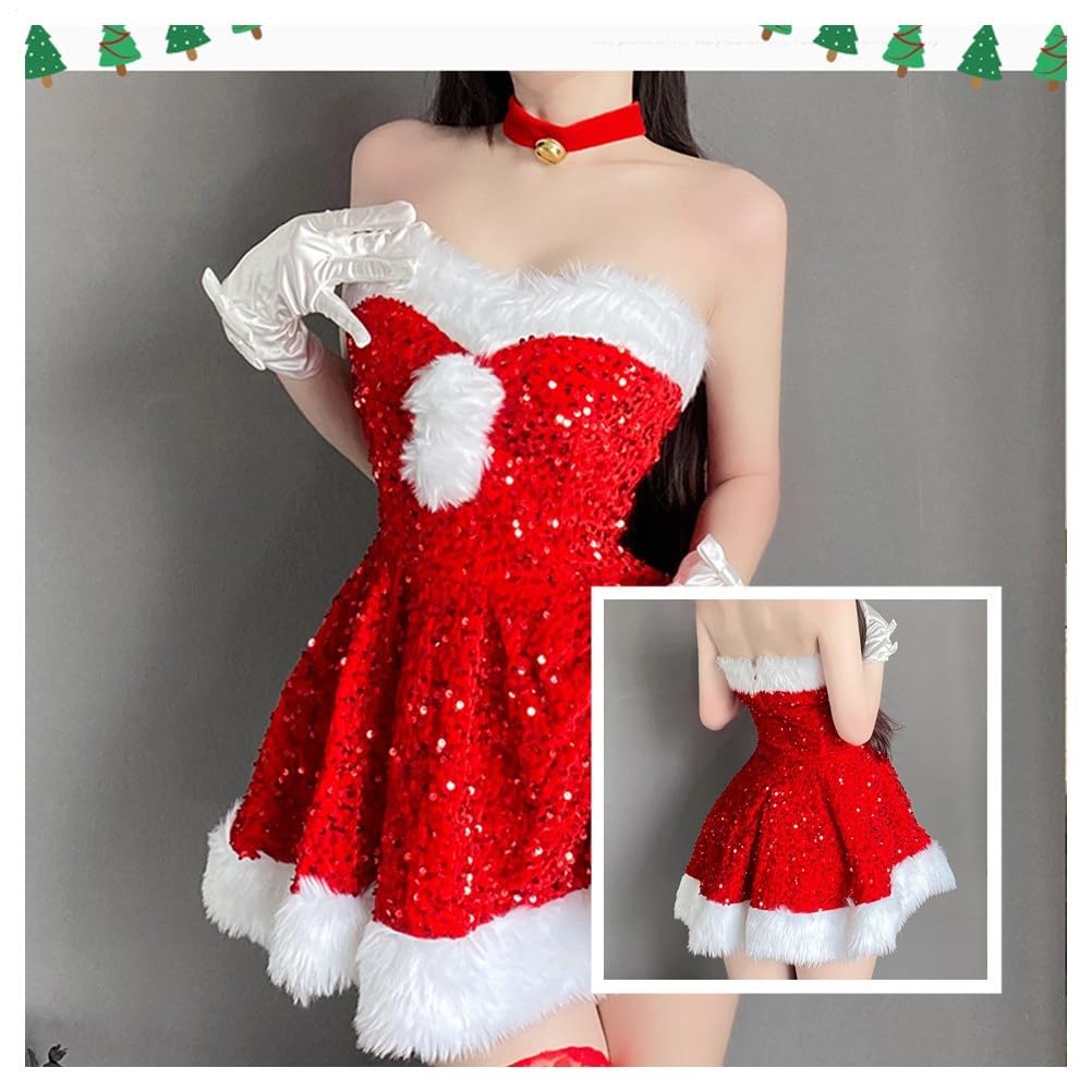 Christmas Cosplay Santa Costume One Piece Christmas Fancy Dress JK Uniform Skirt Cute Sexy Popular Santa Costume Adult Costume Santa Claus Bunny Girl