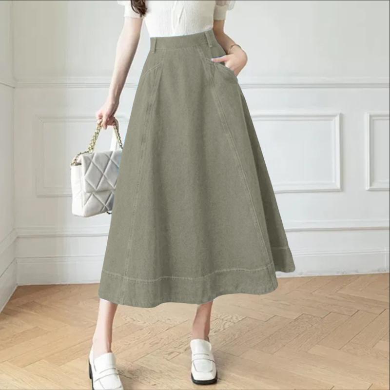 

ZANZEA Женские повседневные однотонные летние длинные А-силуэта юбки 2XL