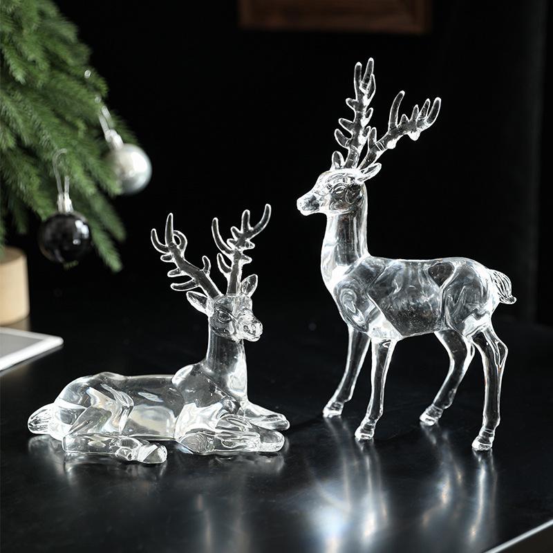 Transparent Acrylic Ice Crystal Reindeer Ornament - American Snow Scene Christmas Decoration