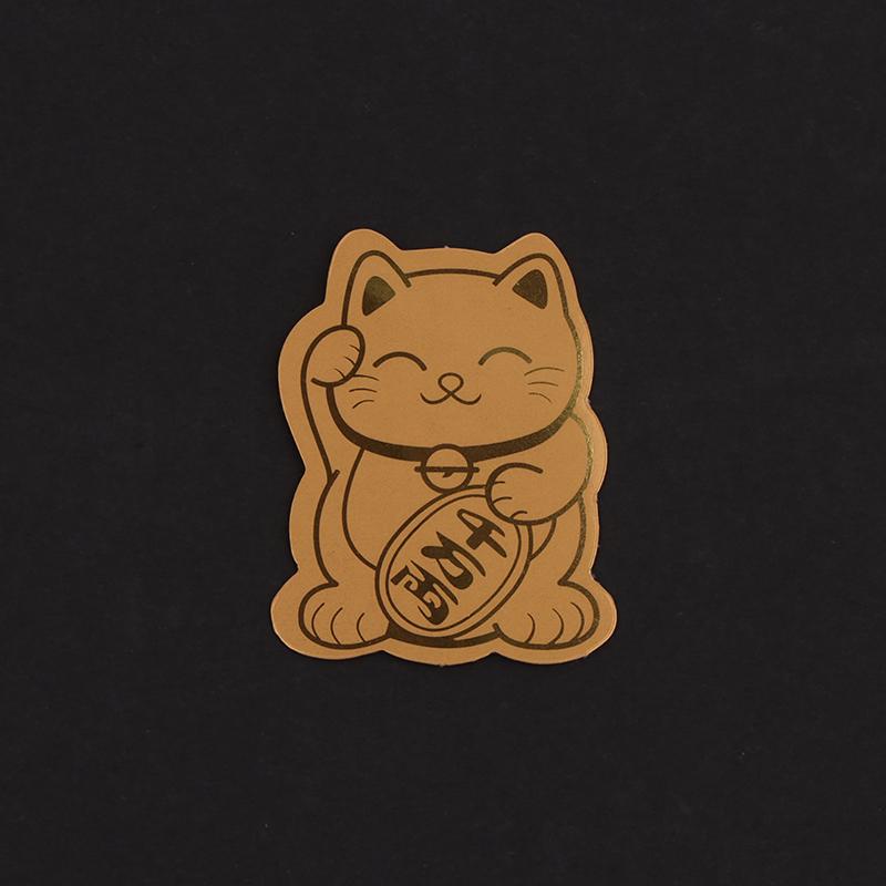 5Pcs Gold Foil Lucky Cat Mobile Phone Decoration Sticker Gold Lucky Cat Gold Patch Phone Decoration New Year Gift Phone Patch