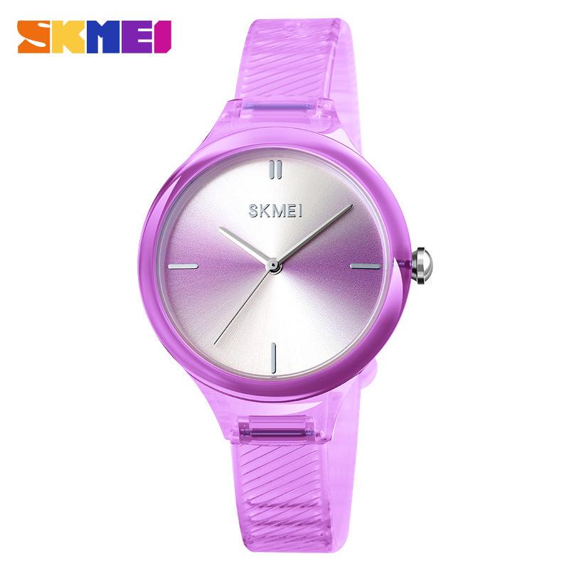 

skmei new INS style girl trend versatile quartz watch, student fashion colorful transparent belt watch прозорий білий колір
