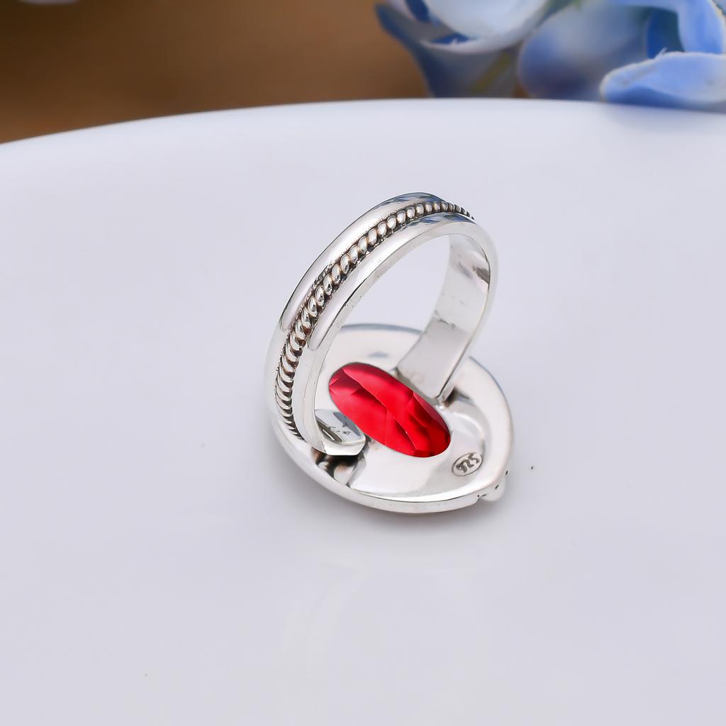 Pink Rubellite Tourmaline 925 Sterling Silver Ring V5124, Pink Ring, Oval Ring, Valentin's Day Gift, Gift For Her, Birthday Gift, Handmade Jewelry, Si