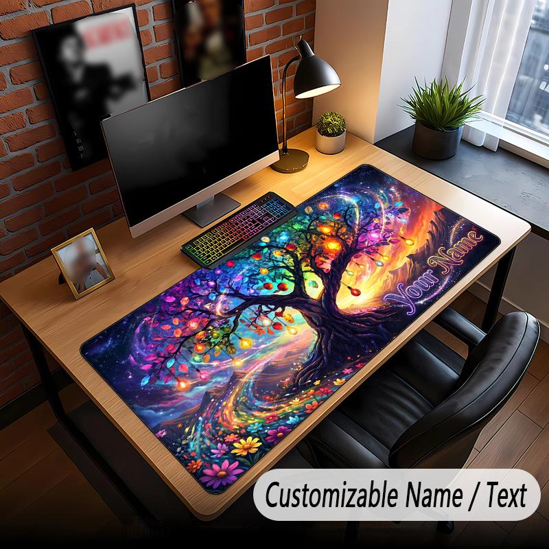 Tree of Life Theme Custom Mouse Pad Personalized With Name Text Customized Desk Mat For Office Home Decor