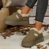 Neue Damen Schuhe Slipper Damen Stiefel Winter Runde Zehenpartie Einfarbig Wildleder Plüsch Warm Mittelhoch Absatz Schneestiefel Schwarz Botas Mujer