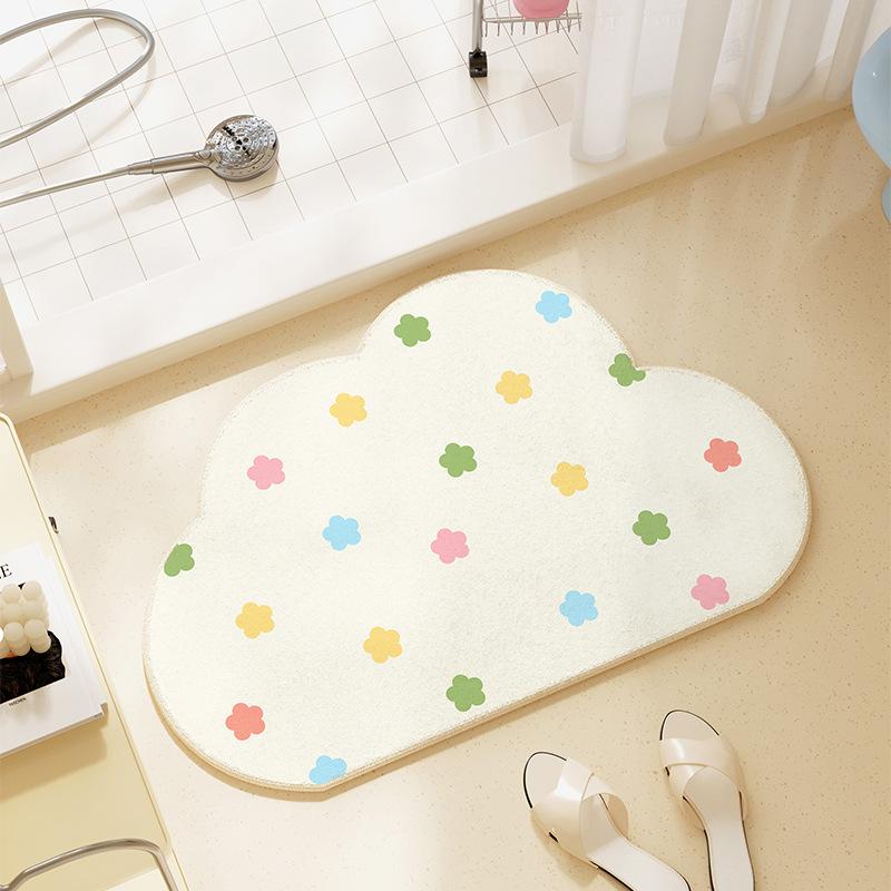 Creamy Style Cashmere Floor Mat Bathroom Door Absorbent Anti-slip Floor Mat Household Thickened Cooling Pad