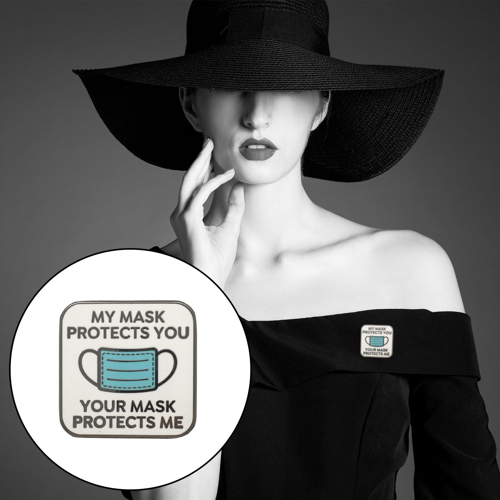 

Моя маска защищает тебя, твоя маска защищает меня Значок, Значок для мужчин и женщин