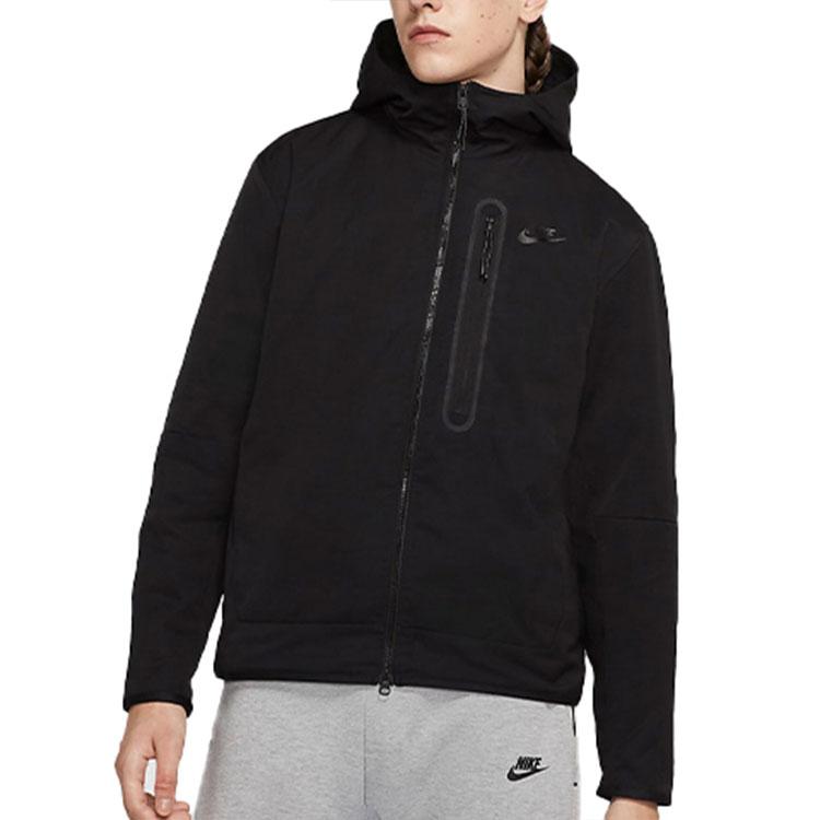 Nike Odzież sportowa Tech Essentials Logo Casualowa kurtka z kapturem Męska kurtka Czarna CU4486-010