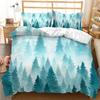 3D Mountain Forest Duvet Cover Set Snow Mountain Winter Theme King Queen Size Comforter Cover for Kid Teen Polyester Bedding Set