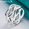 925 Sterling Silver Net Weaving 5-10# Ring For Women Men Wedding Charm Engagement Fashion Jewelry