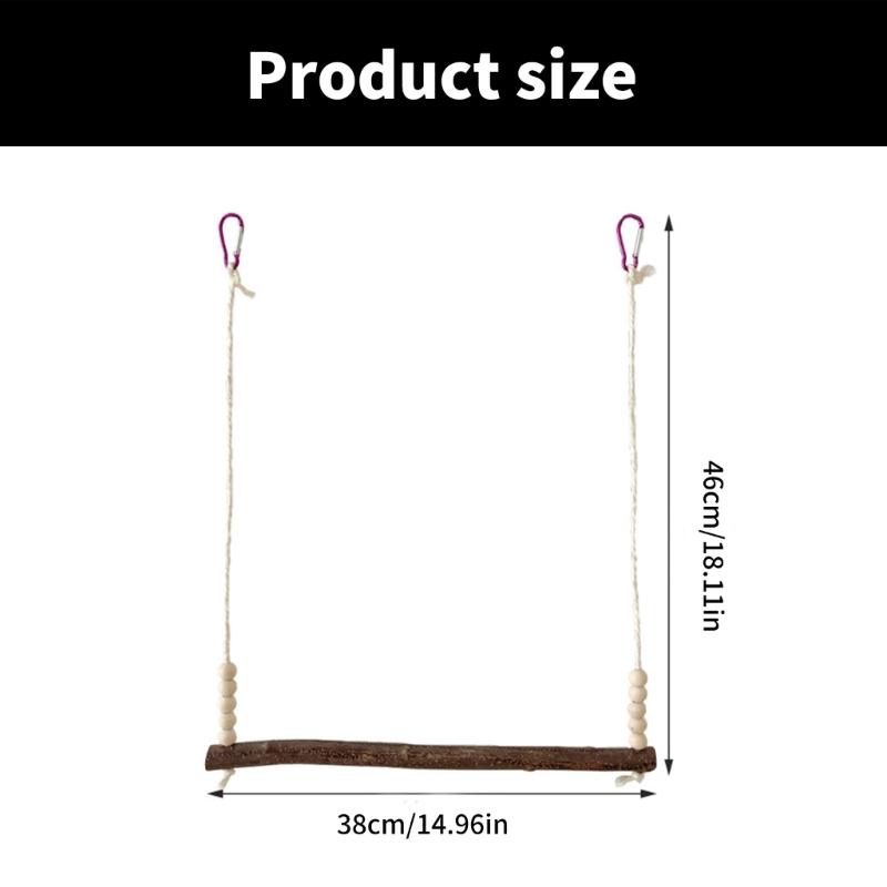 Bird Climird Climbing Beads Perch Parrot Cage Toy Swing with Hooks Hanging Chew Toy for Rooster Hen Playing