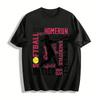 Softball Themed Graphic Tee Batter Homerun Print Casual Sports Top Pure Cotton T-shirt