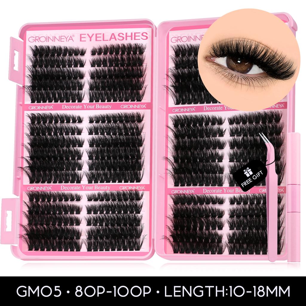 Xiaomi GROINNEYA Lash Clusters Kit 640 Pcs D Curl DIY Eyelash Extensions with Waterproof & Reusable Clusters Long-Lasting Volume Lashes