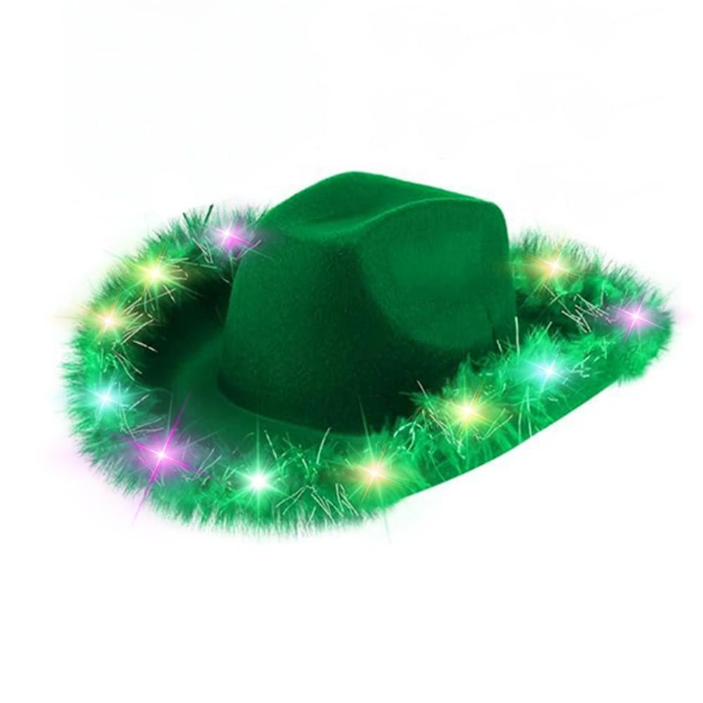 Breathable Cowboy Hat With Bright Led Trim And Large Brim For Outdoor Activities