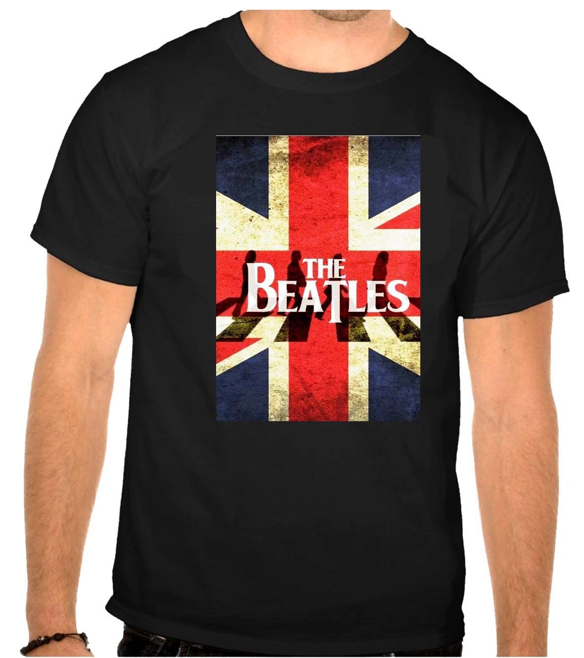 Beatles Rock Music Logo Black 100% Cotton T-shirt Mens Tees Top -1311- L