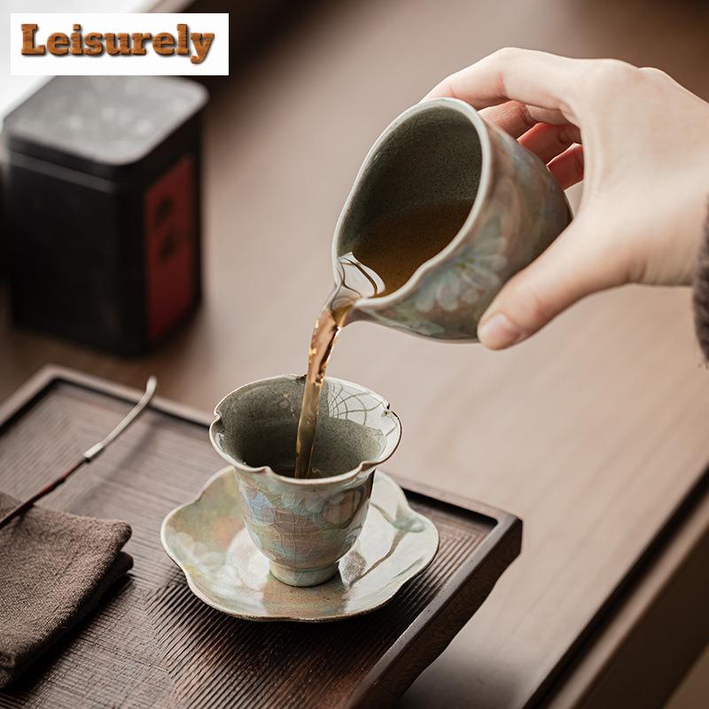 2pc/lot Hand Drawn Daisy Petal Coasters Ice Crack Glaze Non-slip Coasters Cups Saucer Anti-scald Placemats Base Tea Services