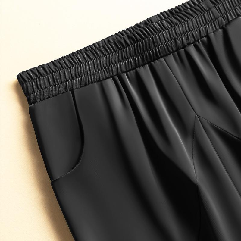 Letní saténové palazzo kalhoty - Dámské volné hedvábné zkrácené kalhoty