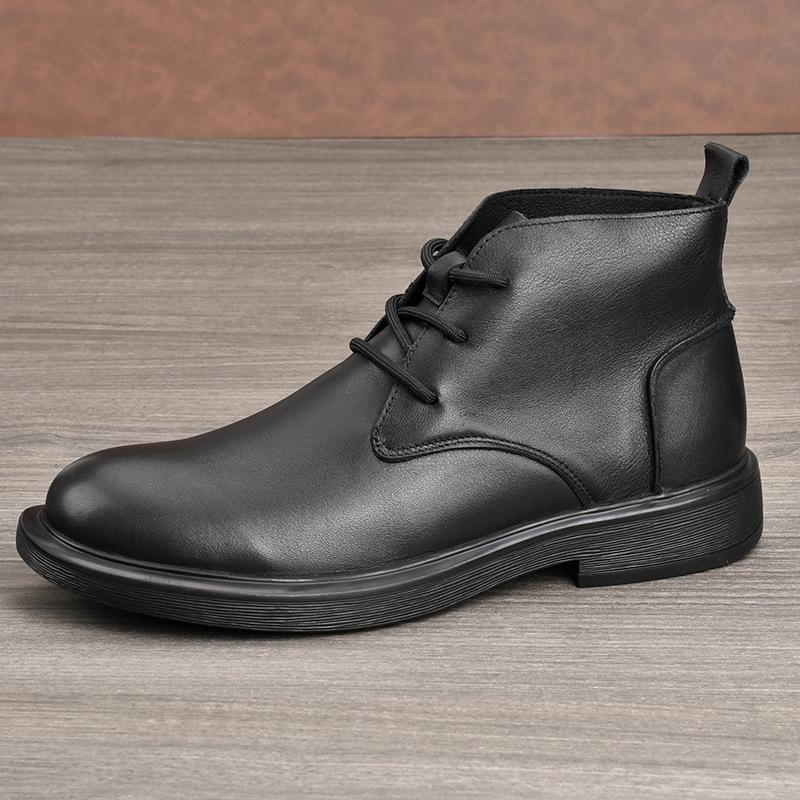 Men s Casual Mid-Top Cowhide Leather Boots - Formal, Warm, Plus Velvet - Winter Martin Style Size 44