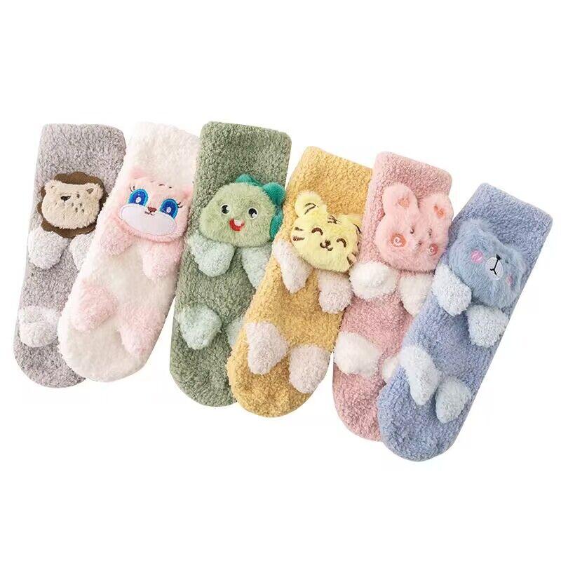 Baby Cartoon Animal Floor Sock Newborn Socks Non-slip Leg Warmers Coral Fleece