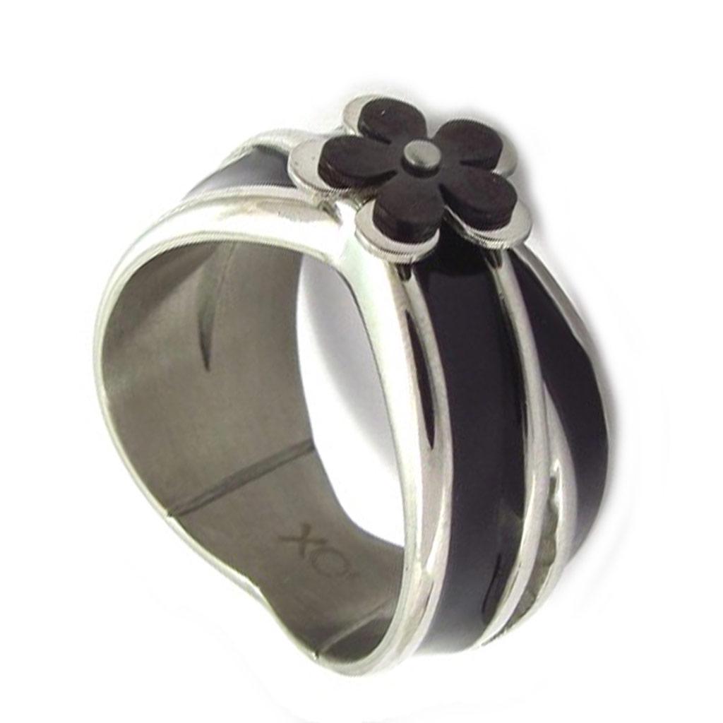 Stahlring 'Calypso' schwarz silber (Blume)