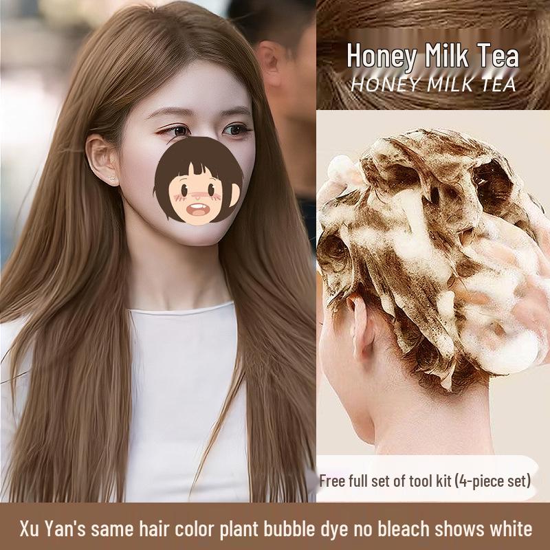 Honey Milk Tea Bubbly Hair Dye - Hazelnut Ash Brown, Bestseller Home Use Hair Color