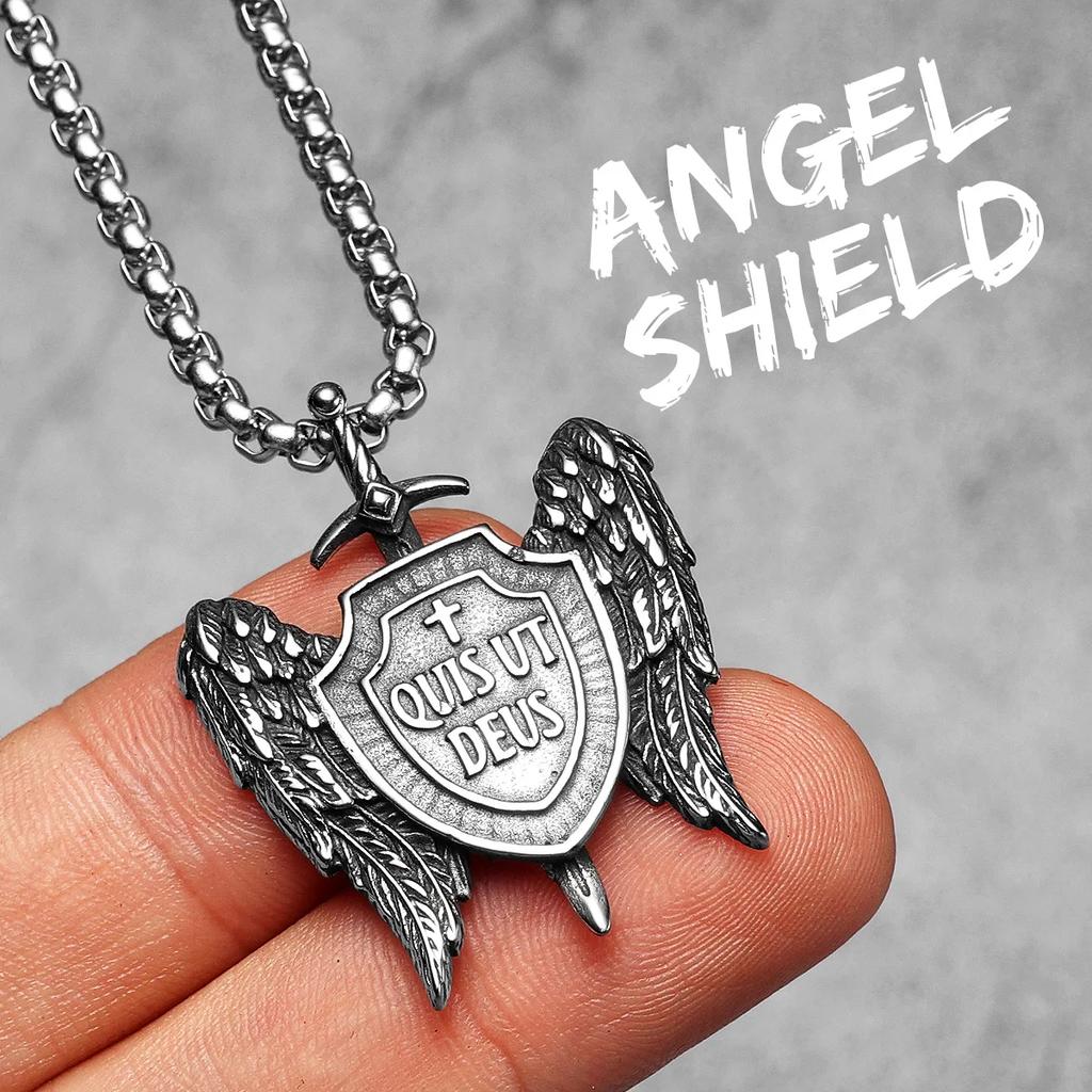 Angel St.Michael Guardian Amulet Men Necklaces Stainless Steel Pendants Chains Women Jewelry Vintage Accessories Gift