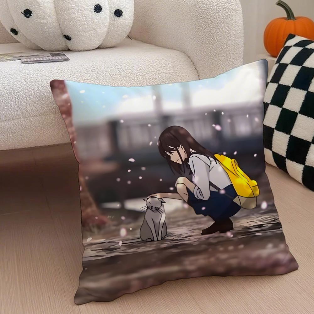 I Want To Eat Your Pancreas Pillow Case Anti-dustmite Pillowcase Invisible Zipper Silky Short Plush Sofa Cushion Cover