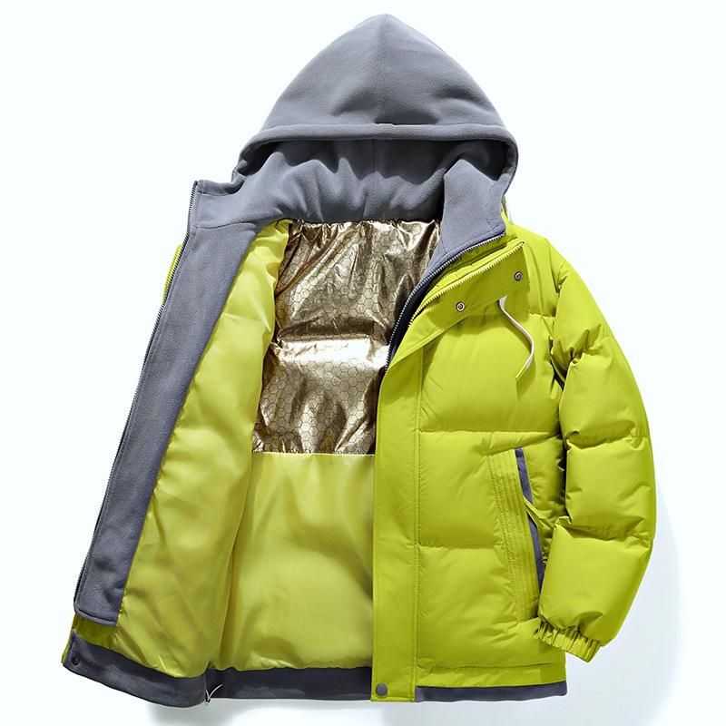 Autumn and winter new cotton-padded men's thickened warm hooded casual men's cotton-padded jacket fake two trendy brand jackets men