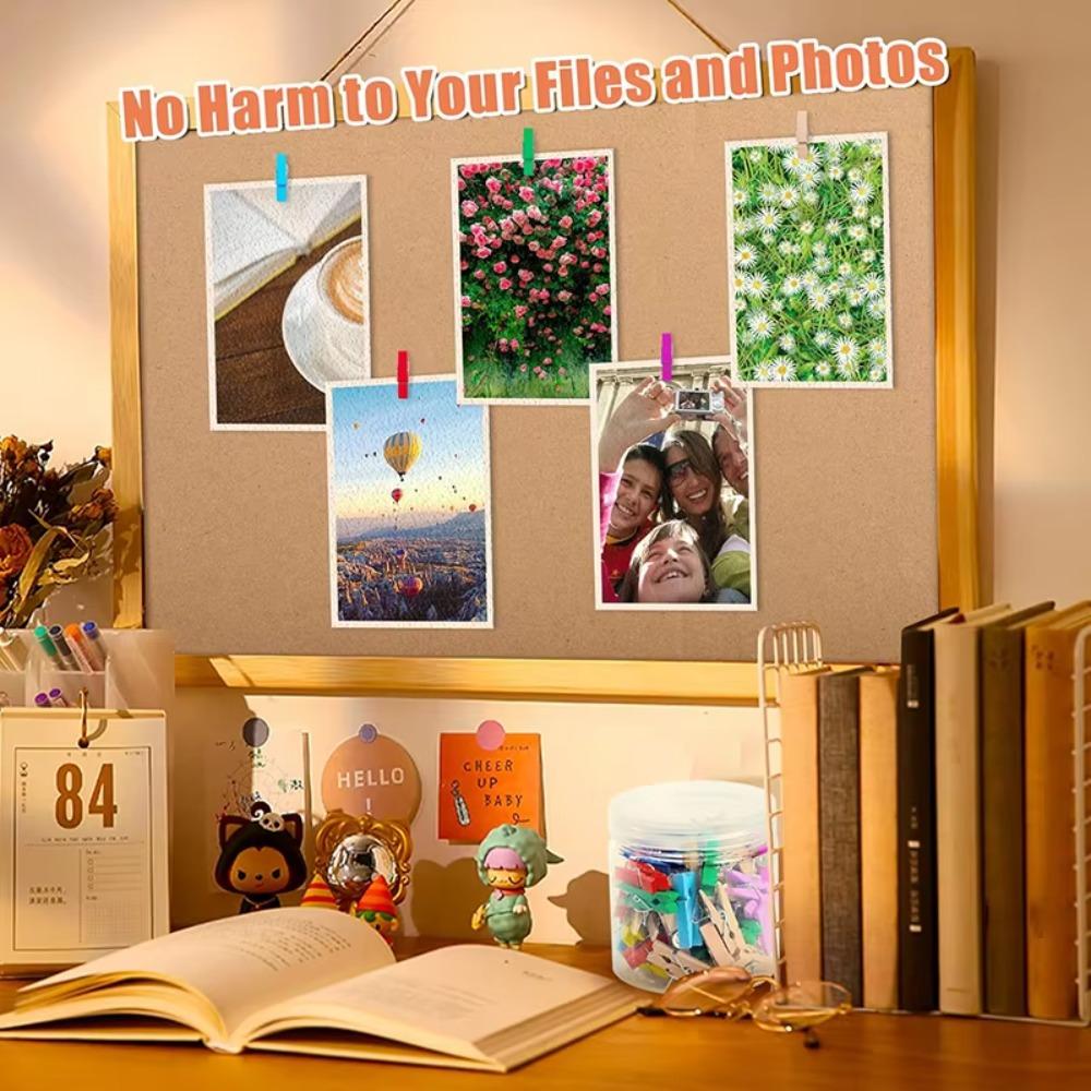 50Pcs/Box Wooden Clips Push Pin Decorative Thumb Tacks Stationery Blackboard Push Pins  Cork Board