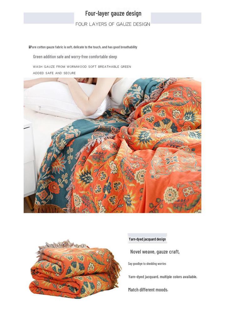 High-End Pure Cotton Sofa and Bed Cover: Summer Quilt, Nap Blanket, Multi-Functional Bed Sheet.