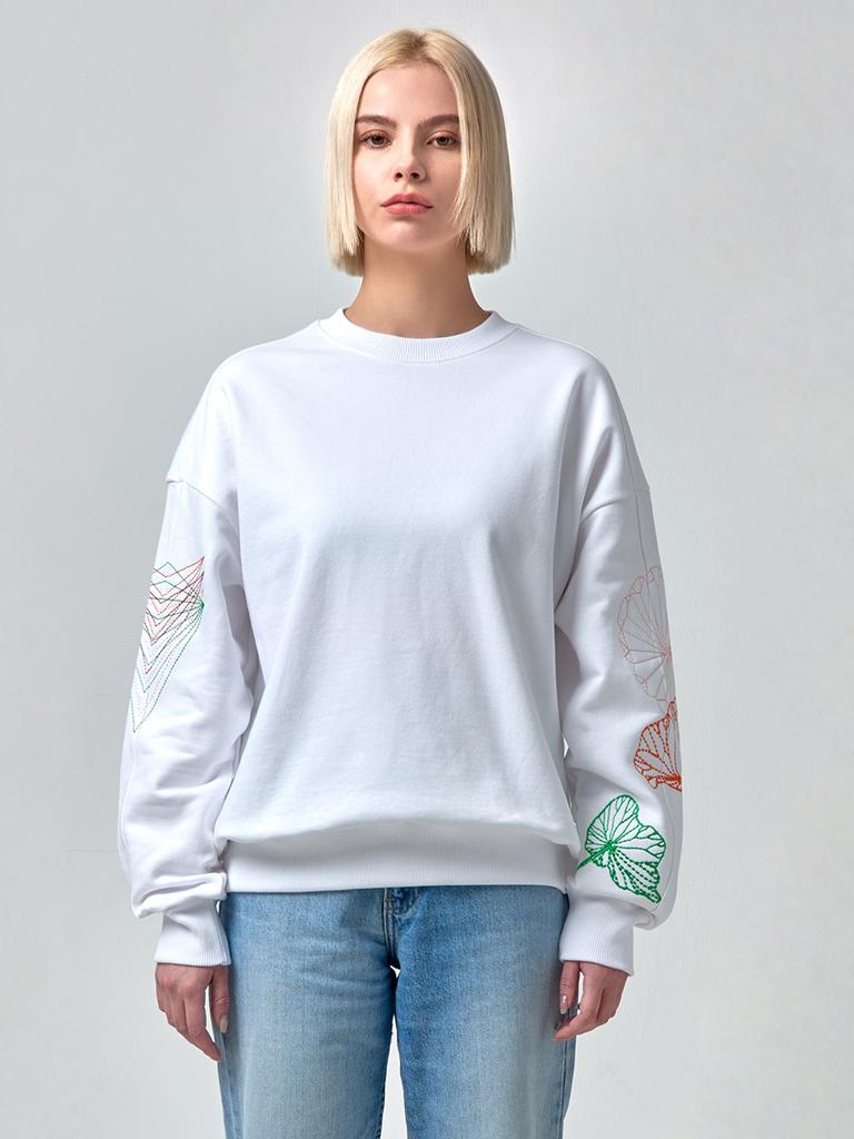 SSQR Women Embroidered Sweatshirt Acc_01_White