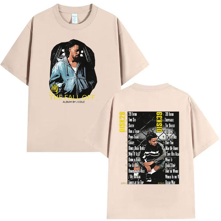 Camiseta Unisex Vintage Gótica de Manga Corta J.Cole Rapper The Fall Off Tour Álbum 2026 Camisetas de Algodón Oversize Hip Hop