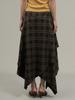 Ge Ming Damen Retro Hohe Taille Unregelmäßiger Karomuster Mittellanger Rock für den Frühling, W442C