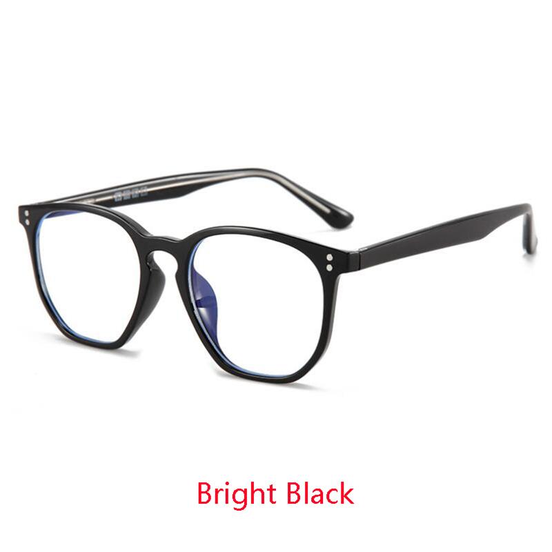 Blue Light Proof Polygon Myopia Glasses With Degree TR90 Transparent Gray Frame Prescription Spectacles 0 -0.5 -0.75 To -6.0