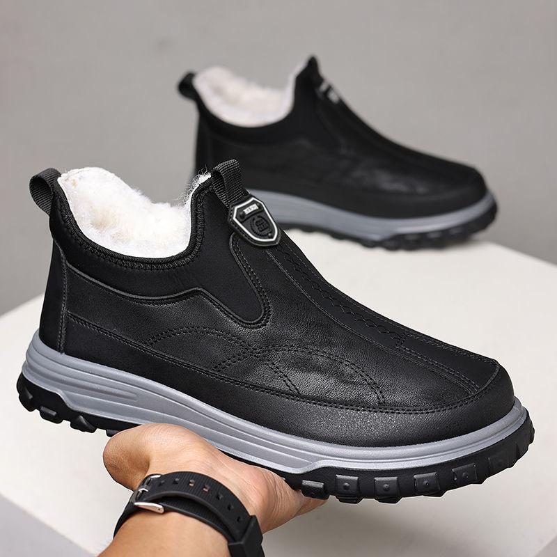 New 2024 Winter Cotton Shoes Men's Shoes Velvet Thickened Warm One-pedal Soft-soled Wear-resistant Men's Snow Boots