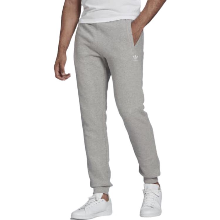 adidas Originals FW22 Logo Print Elastic Waist Mid-Rise Knit Joggers Men Bottoms Grey HC5125