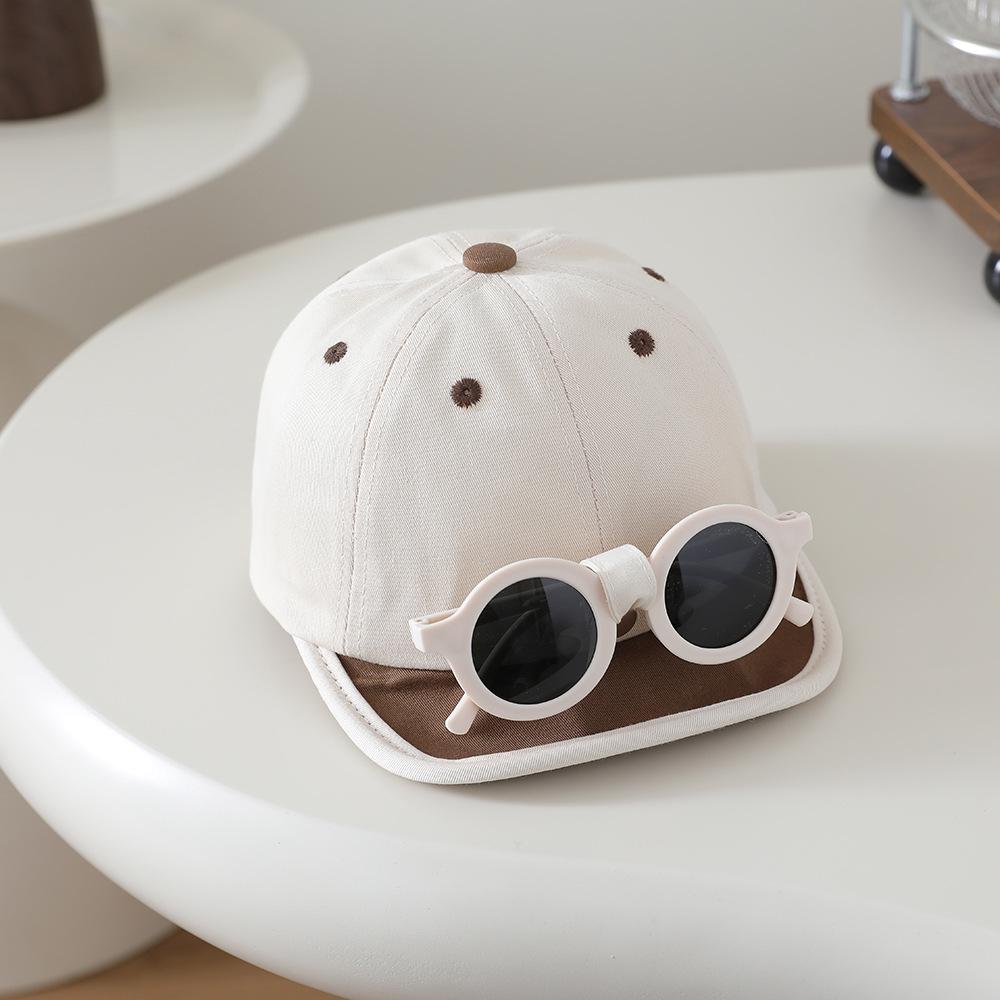 Children's Stylish Sun Protection Baseball Cap with Soft Brim and Sunglasses for Boys and Girls