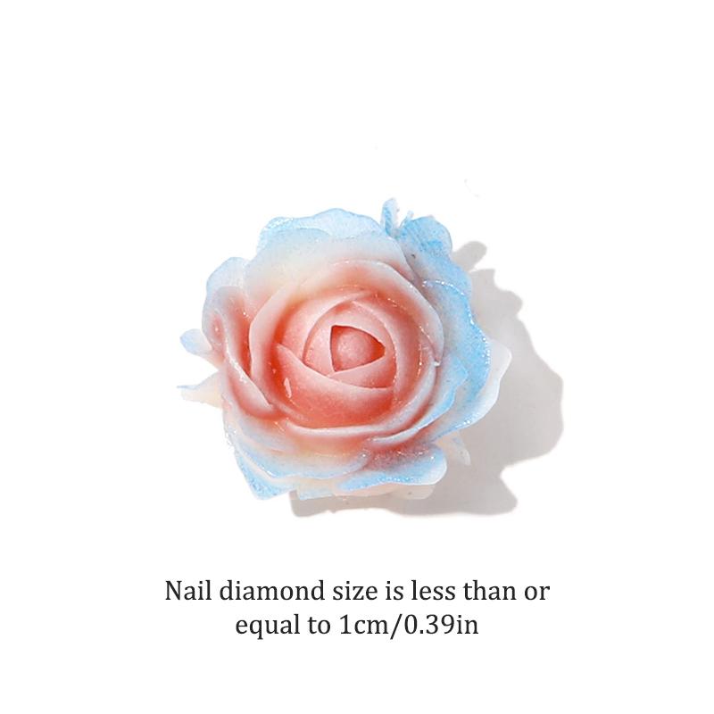 100Pcs Diy Nail Art Decor 3D Blue Pink Roses Garden Nail Drill Mixed Pearl Fabric Butterfly Knot Leaf Manicure Diamond Accessory