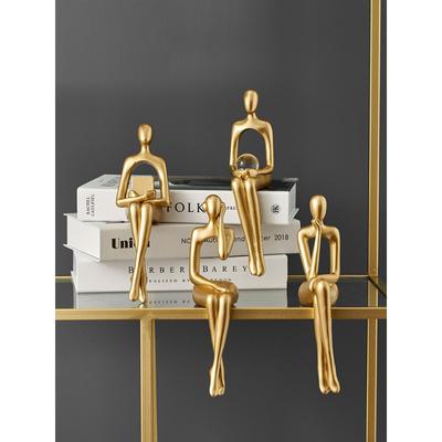 Home Decoration Bookshelf Decoration Accessories Abstract Resin Statue Golden Miniatures Modern
