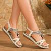 Neue Damenschuhe Böhmische Riemchensandalen Handperlenbesetzte Mode Strandschuhe Damen