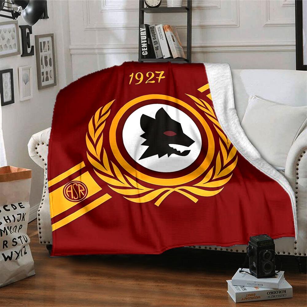 Coperta in Flanella con Emblema AS Roma, Morbido Poliestere, Design Moderno, Per Tutte le Stagioni, per Campeggio, Viaggi, Regali per Feste o Compleanni