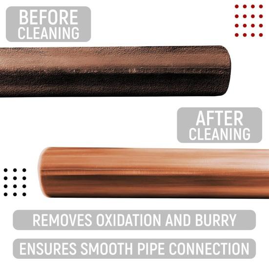 Copper Pipe Cleaner Set with Hex Shank Replaceable 72A Steel Wire Brush Heads Threaded Design Prevents Slippage Pipe Cleaning Tools